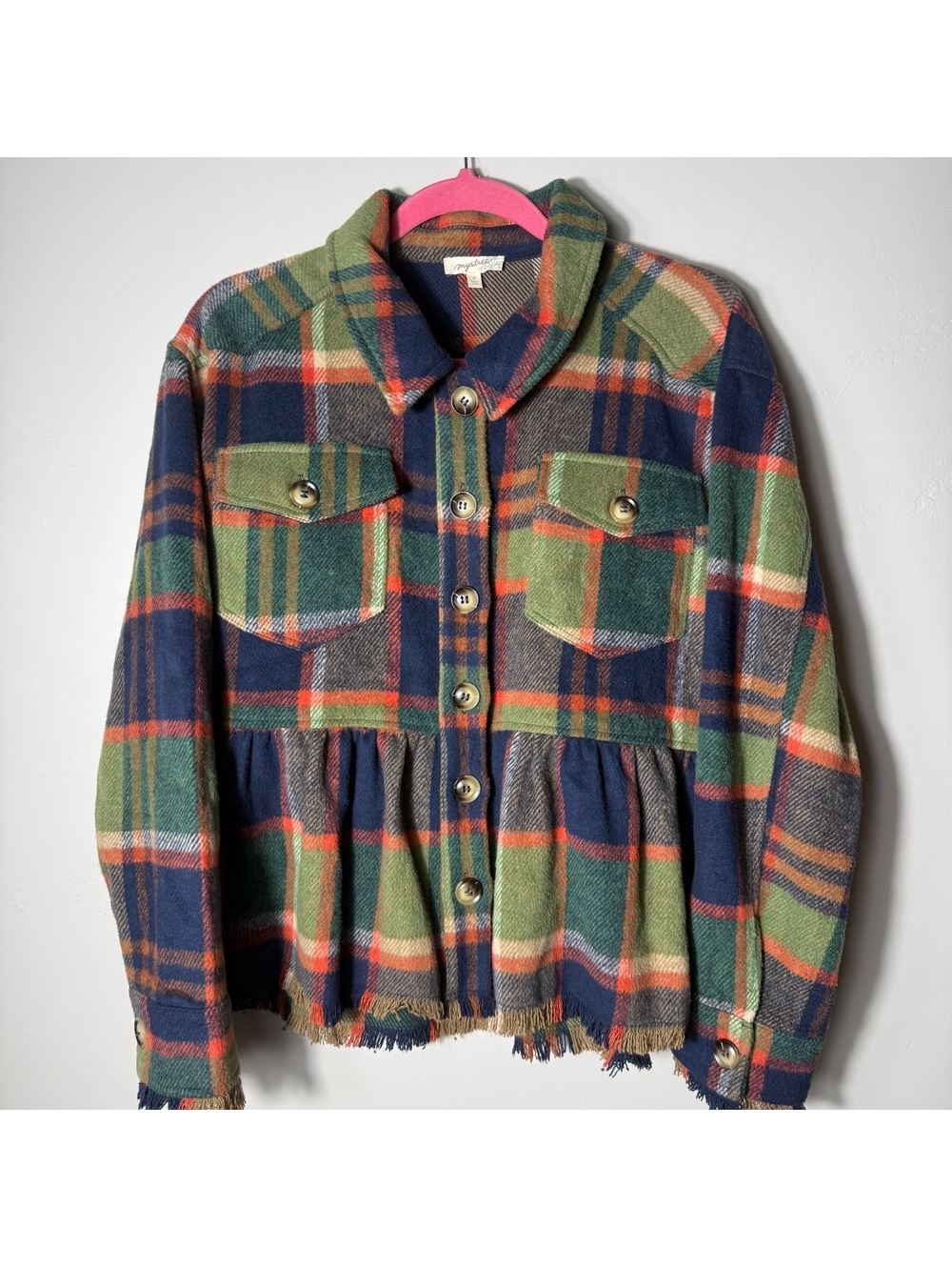 Mystree Plaid Fringe Jacket | Medium